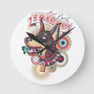Wall Clock – Urban Loyalty Doberman Pop-Art Design