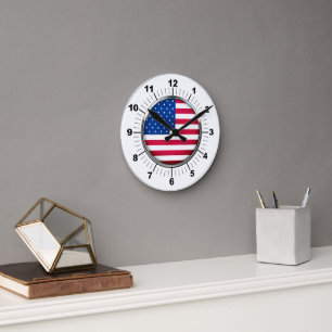 Wall Clock,  USA 8" Round Acrylic Round Clock