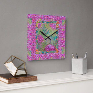 Wall Clock - Vibrant Pink Flowers