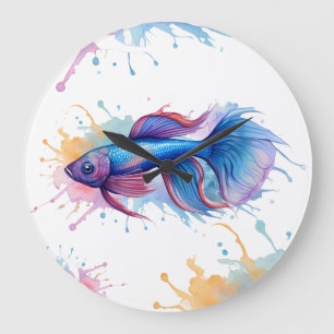 Wall Clock - Watercolor Series: Betta Fish
