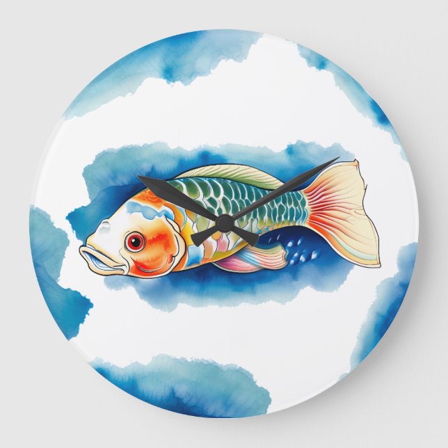 Wall Clock - Watercolor Series: Koi Fish (Front)