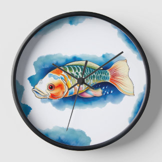 Wall Clock - Watercolor Series: Koi Fish