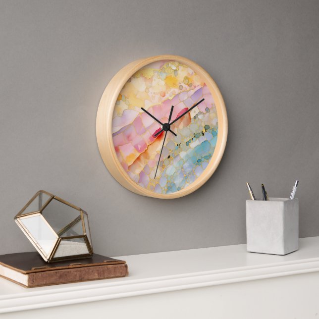 Wall clock with abstract pattern. Pastel colours (Office)