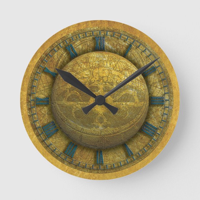Wall Clock with Astrolab & Gold Texture (Front)