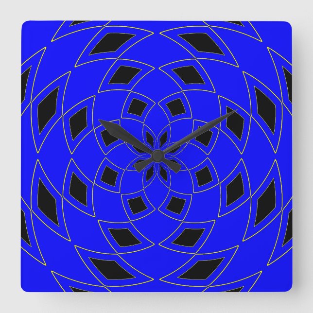 Wall Clock with blue black Abstract Design (Front)