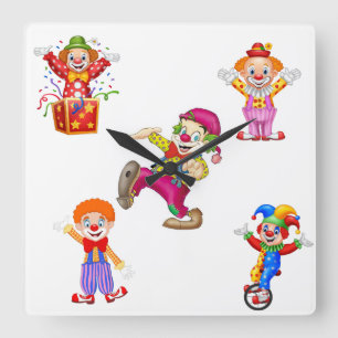 wall clock with clowns