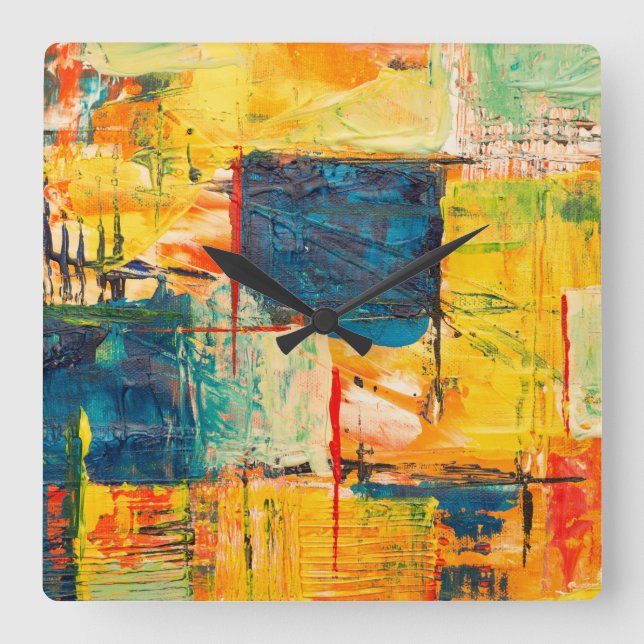 Wall clock with colourful abstract design (Front)