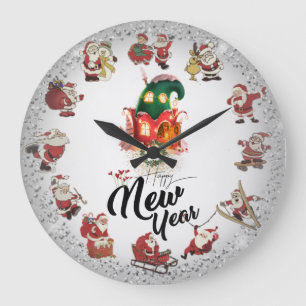 Wall Clock with Dad Noel Silver