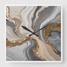 Wall clock with dreamy blue marble design