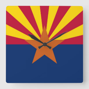 Wall Clock with Flag of Arizona State, USA