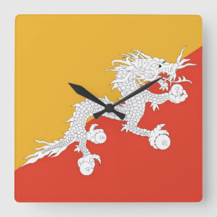 Wall Clock with Flag of Bhutan