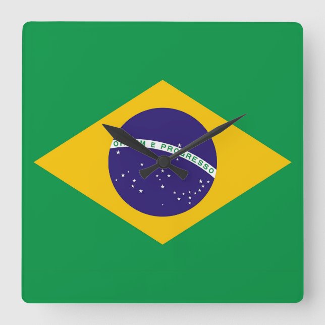 Wall Clock with Flag of Brazil (Front)