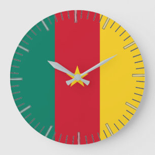 Wall Clock with Flag of Cameroon