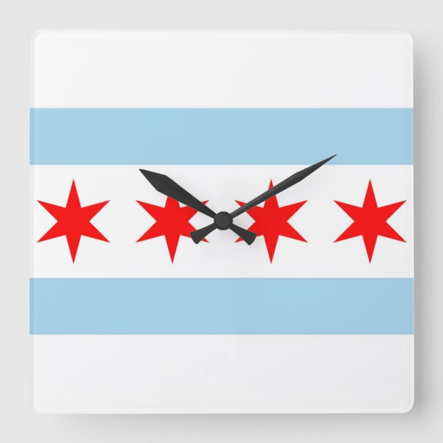Wall Clock with Flag of Chicago, Illinois, USA (Front)