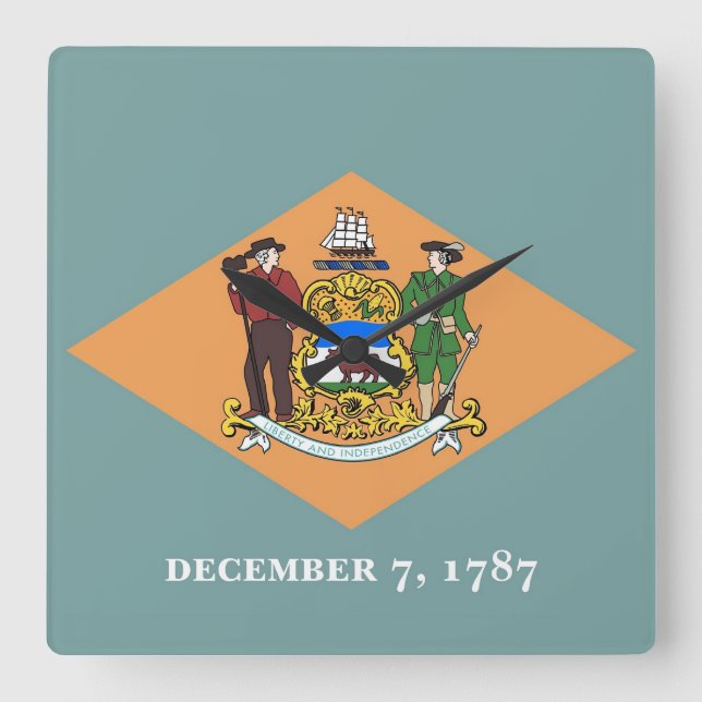 Wall Clock with Flag of Delaware, USA (Front)