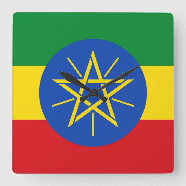 Wall Clock with Flag of Ethiopia (Front)