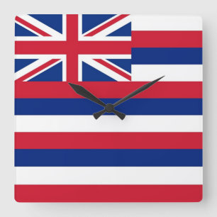 Wall Clock with Flag of Hawaii, USA