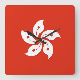 Wall Clock with Flag of Hong Kong, China