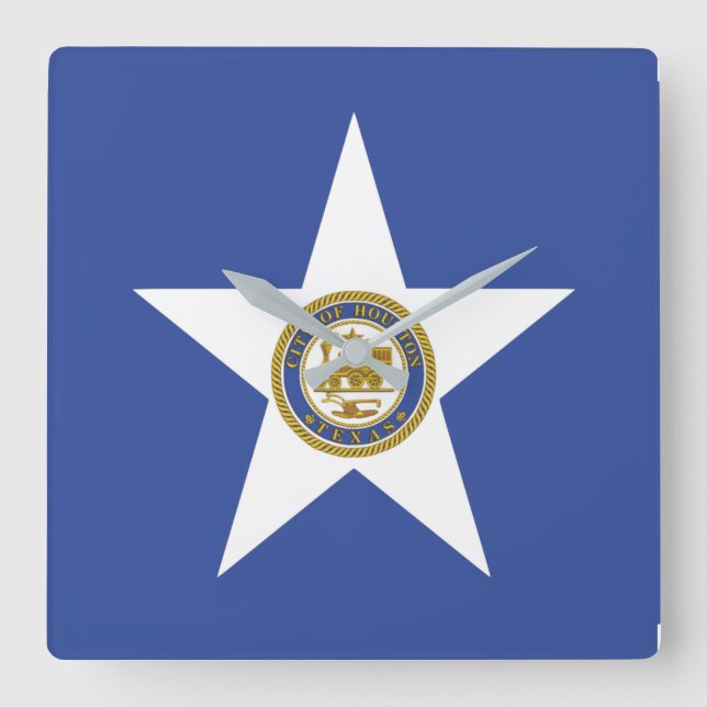 Wall Clock with Flag of Houston City, USA (Front)