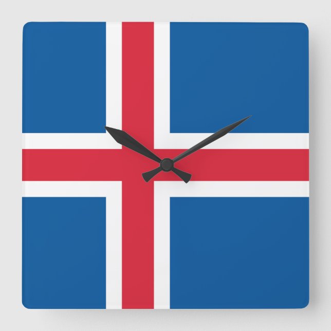 Wall Clock with Flag of Iceland (Front)