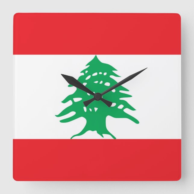 Wall Clock with Flag of Lebanon (Front)