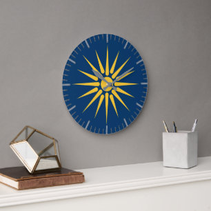 Wall Clock with flag of Macedonia, Greece