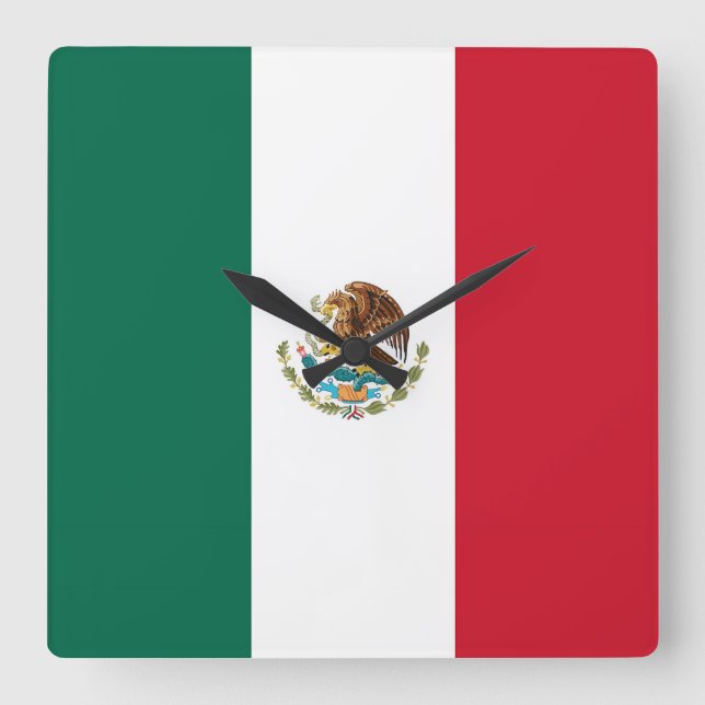 Wall Clock with Flag of Mexico (Front)