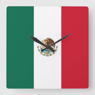 Wall Clock with Flag of Mexico