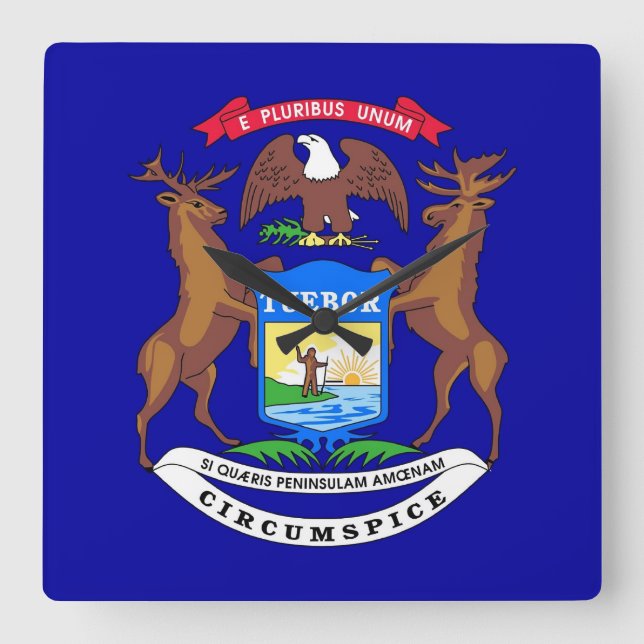 Wall Clock with Flag of Michigan, USA (Front)