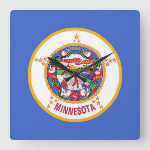 Wall Clock with Flag of Minnesota, USA