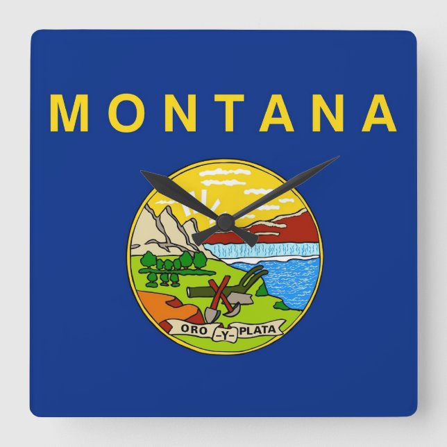 Wall Clock with Flag of Montana, USA (Front)