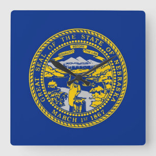 Wall Clock with Flag of Nebraska, USA