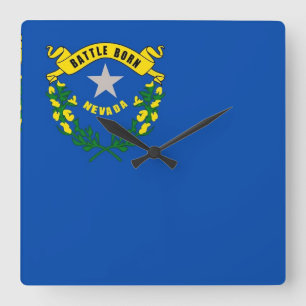 Wall Clock with Flag of Nevada, USA