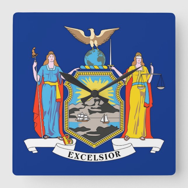 Wall Clock with Flag of New York, USA (Front)
