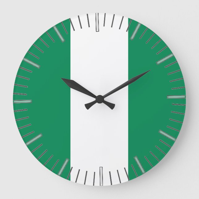 Wall Clock with Flag of Nigeria (Front)