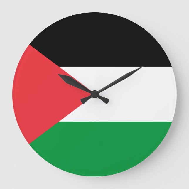Wall Clock with Flag of Palestine (Front)