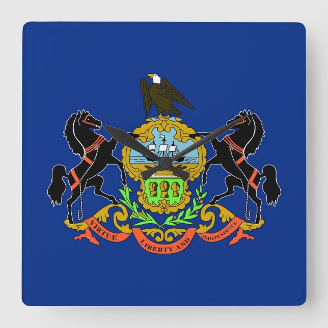 Wall Clock with Flag of Pennsylvania, USA (Front)