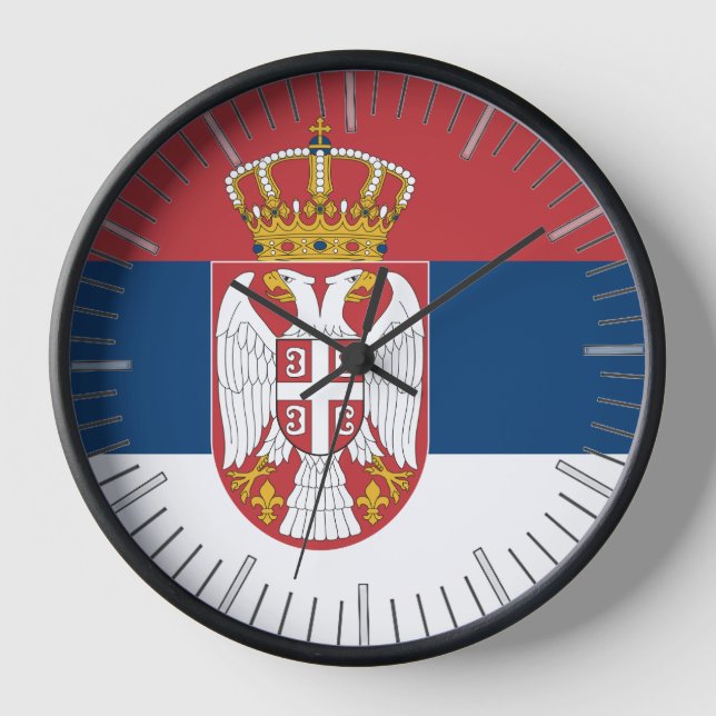 Wall Clock with Flag of Serbia (Front)