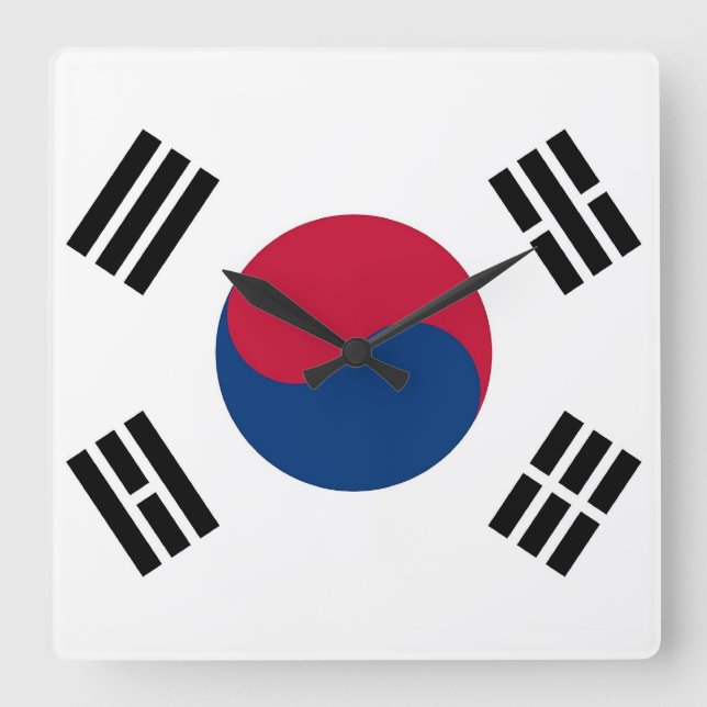 Wall Clock with Flag of South Korea (Front)