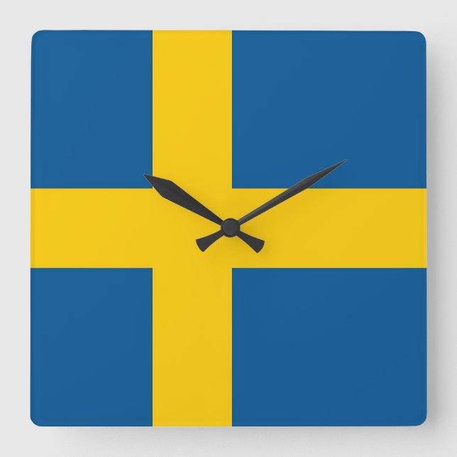 Wall Clock with Flag of Sweden (Front)