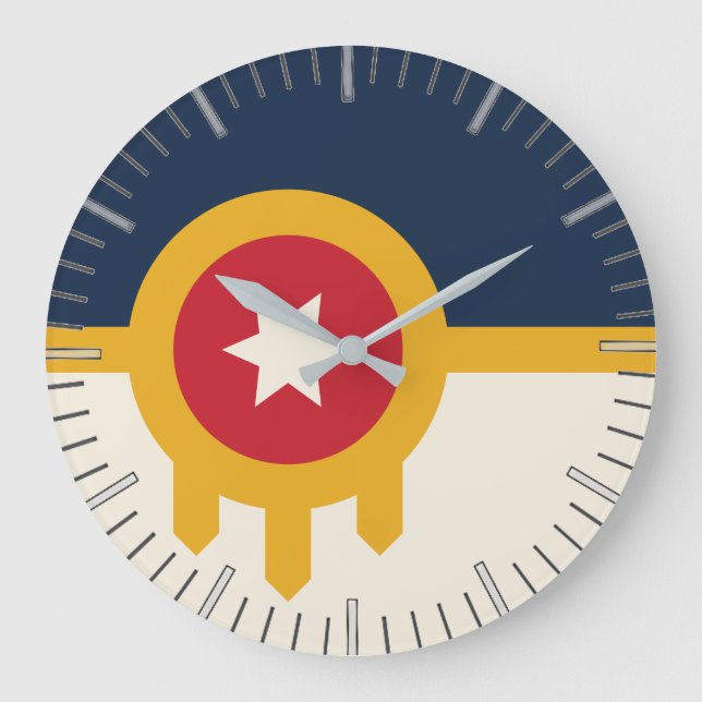 Wall Clock with Flag of Tulsa, Oklahoma (Front)