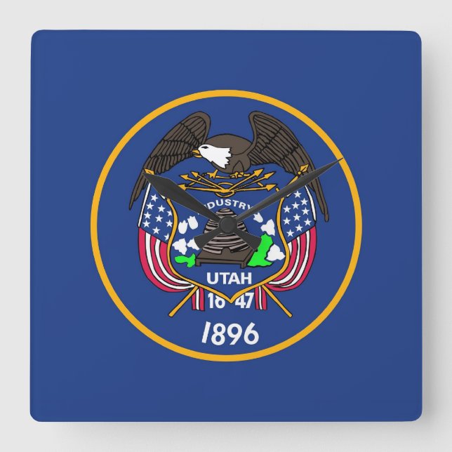 Wall Clock with Flag of Utah, USA (Front)