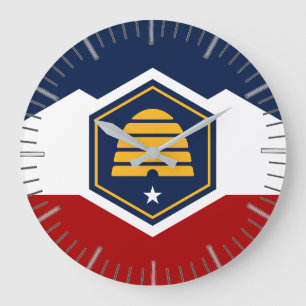 Wall Clock with Flag of Utah, USA