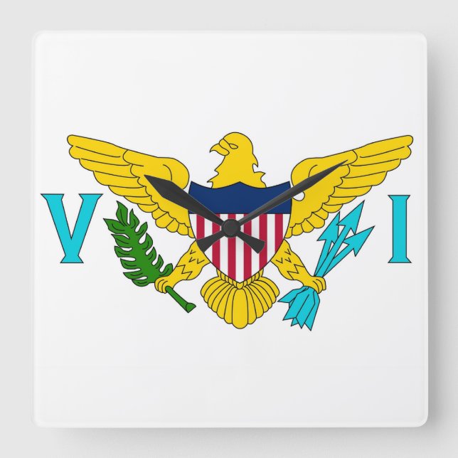 Wall Clock with Flag of Virgin Islands, USA (Front)