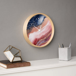 Wall clock with gemstone effect