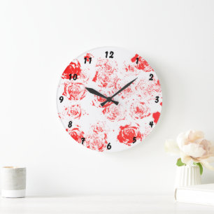 Wall Clock with handmade rose pattern