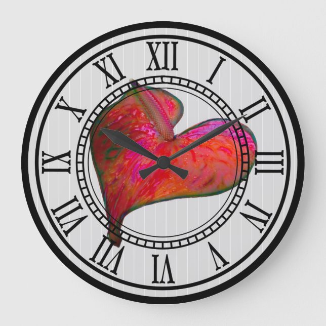 Wall Clock with Red Anthurium (Front)