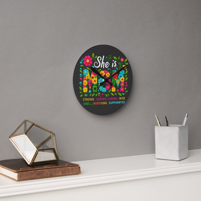 Wall Clock with She Is Mum Design (Office)