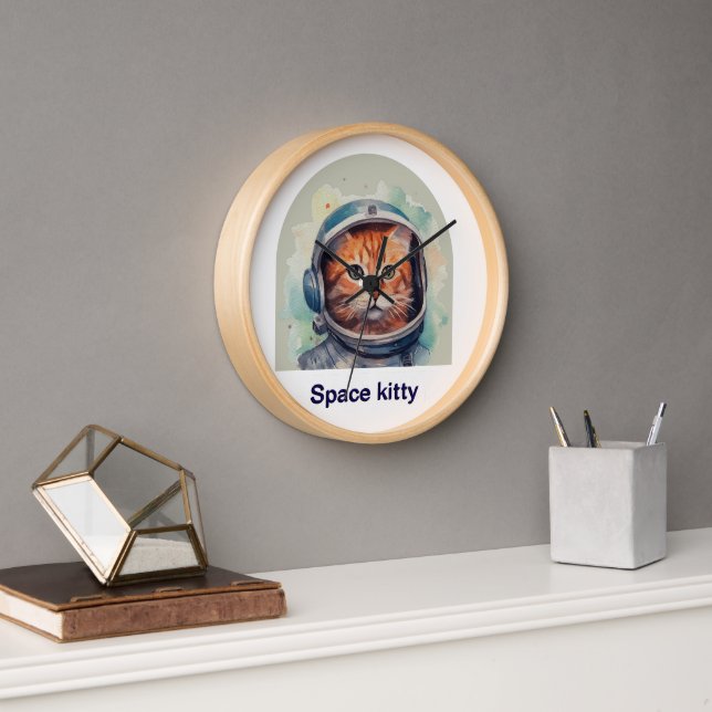 Wall clock with Space kitty design (Office)