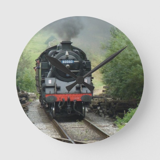Wall Clock With Steam Train Image On The Face (Front)